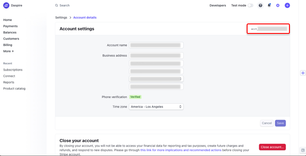 Stripe Account ID Stripe Account ID