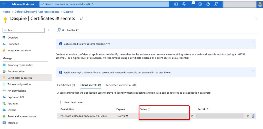 Microsoft Client Secret Microsoft Client Secret
