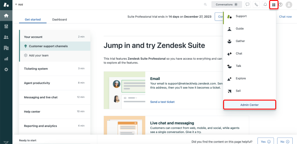 Zendesk Admin Center Zendesk Admin Center