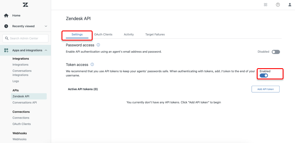 Zendesk Enable Token Access Zendesk Enable Token Access