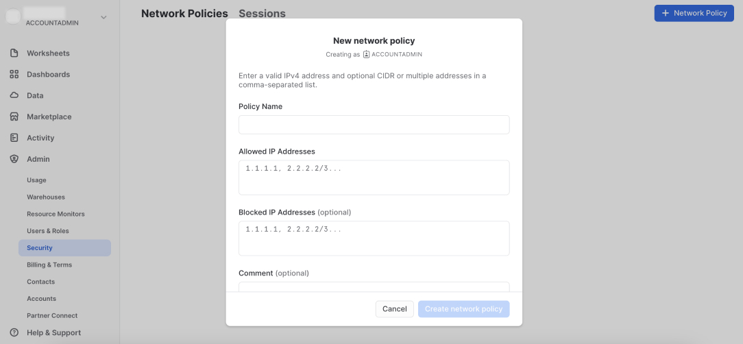 Snowflake New Network Policy Snowflake New Network Policy
