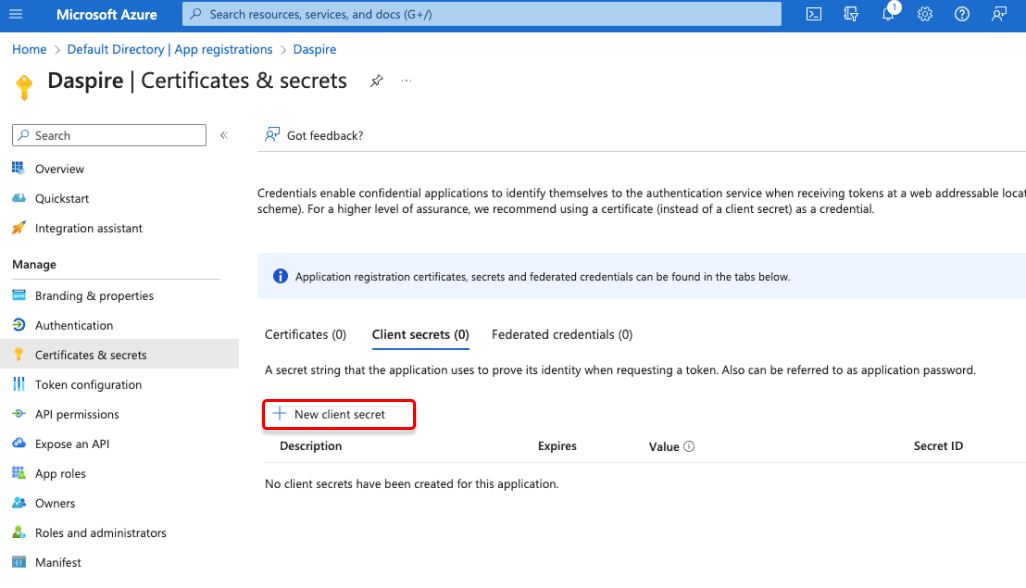 Microsoft App Client Secret